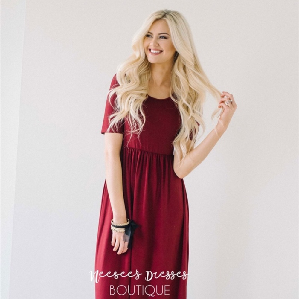 Burgundy red maxi dress